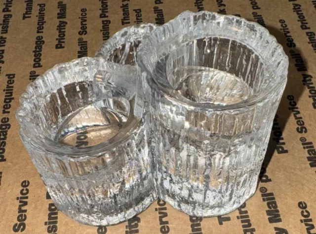 Crystal Melting Ice Cups 3 Tiered Varying Size NYBRO Sweden Candle Holders 2