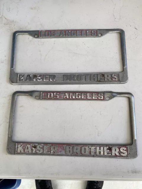 Rare Kaiser Brothers “Oldsmobile” ( Los Angeles Ca.) License Plate Frames