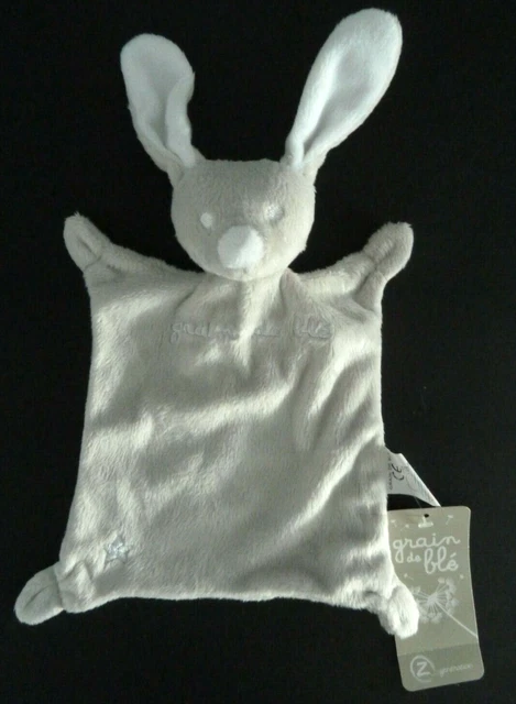 *. Doudou Plat Grain De Ble Zanier Lapin Gris Blanc Etoile - 100 % Neuf