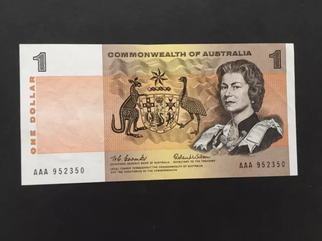 1966  $1  Banknote Coombs/Wilson First Prefix AAA, gEF CV=$750 RARE!!!!