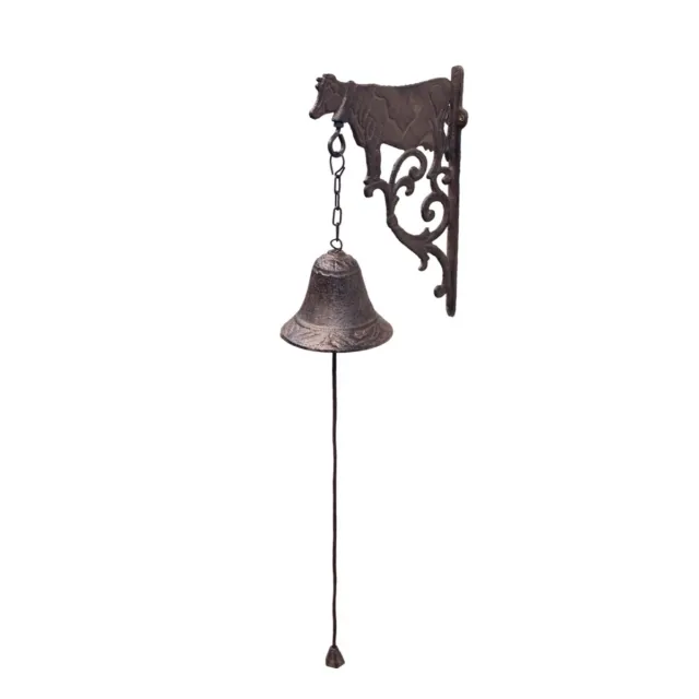 Rustic Cast Iron Wall Hang Cow Call Dinner Bell Vintage Outdoor Farmhouse Decor