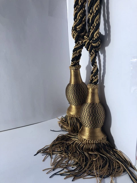 Hanging Large Drapery Tassels Gold And Black 4