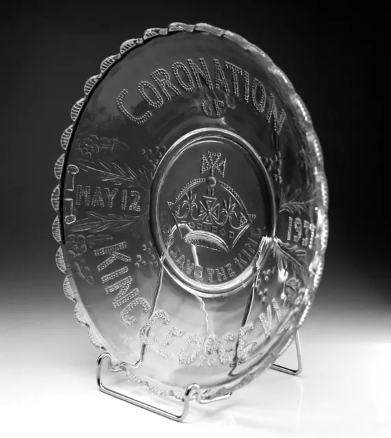 King George VI Pressed Glass Bowl Coronation Commemorative Decorative Royal 1937 3