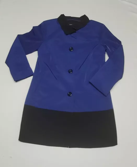 VINTAGE LONDON FOG Blue Black Color Block Coat Jacket Trench Size SMALL ...