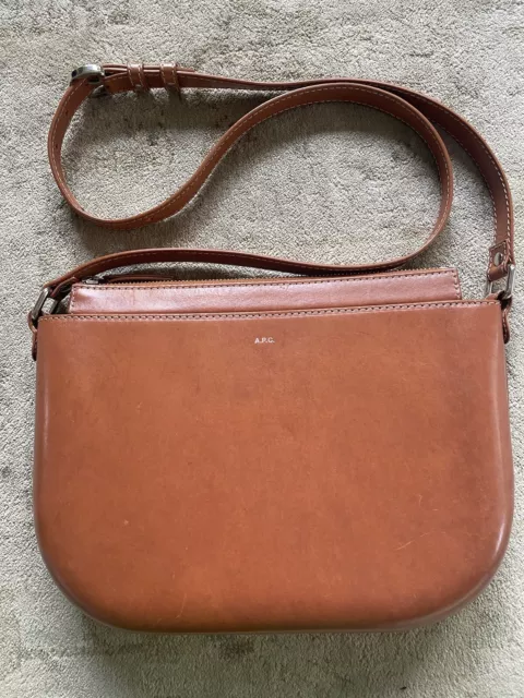 A.P.C Tan noisette leather crossbody shoulder bag pre-owned great condition