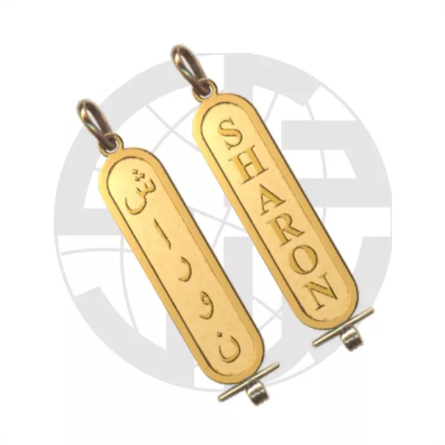 Gold Plated handmade silver Two-Sided Cartouche in Hieroglyph and Arabic Size-4