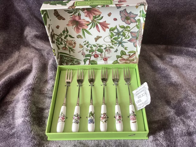 New Boxed Portmeirion Botanic Garden Set of 6x Pastry Forks