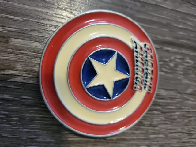 Captain America 2005 Mobtown Marvel Comics Belt Buckle Sheild Silver Enamel