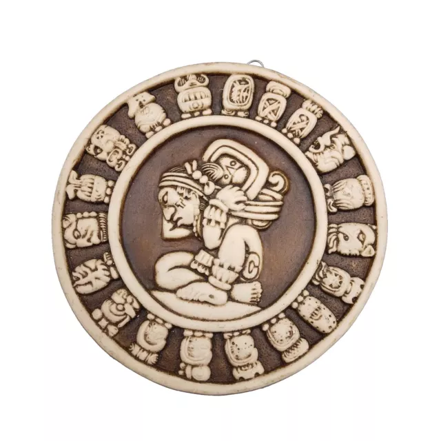 Mayan Zodiac Calendar Mexican 3D Ceramic Clay Disc 6.5" Renato Dorfman