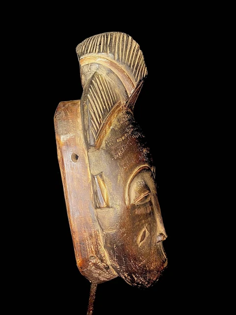 African Face Mask Wood Hand Carved Portrait Mask Guro People handmade-6476