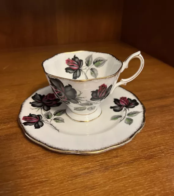 Royal Albert MASQUERADE Tea Cup & Saucer w/ Gold Trim & Pink Colourway