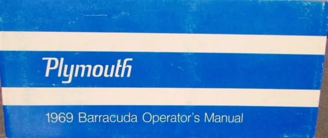 1969 Plymouth Barracuda Formula S 340 383 Convertible Owners Manual Original 69