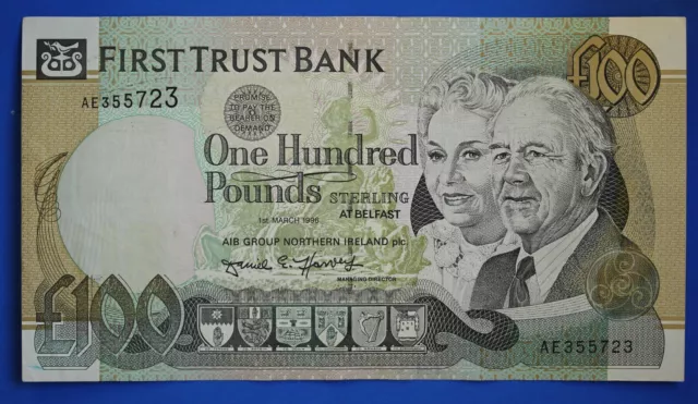 1996 First Trust Bank, One Hundred pound, Harvey, £100 banknote, "AE"  [26683]