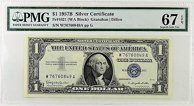 $1 1957B Silver Cert PCGS 67 PPQ Gem New Fr#1621(WA Block) Granahan/Dillon