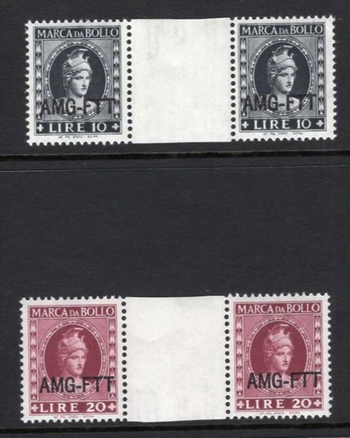 Trieste AMG-FTT Fiscal Revenue 10L + 20L Gutter Pairs MNH