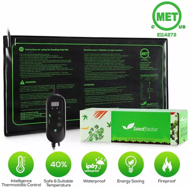 Seedfactor Seedling Heat Mat Seed Germination Pad Mat with Thermostat Controller