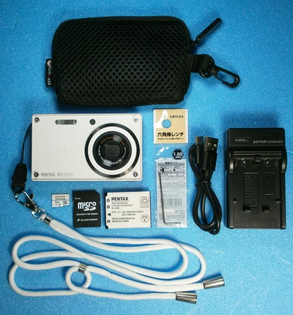 PENTAX OPTIO RS1000 White Compact Digital Camera Tested Working