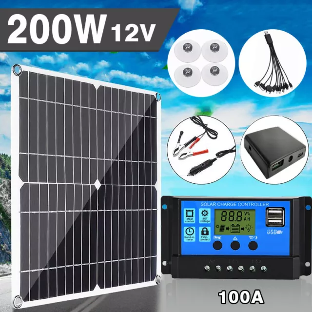 Kits panneau solaire 200W 100A Chargeur batterie 12V pour bateau de caravane