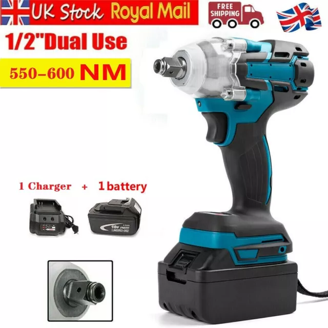 18V Cordless Impact Wrench For Makita Brushless 1/2'' Li-ion Driver With Battery