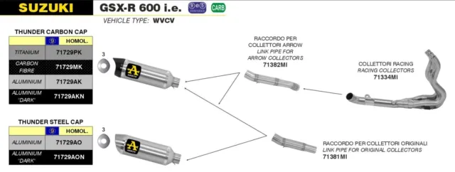 Arrow 71382Mi Raccordo Per Terminali Thunder Per Collettori Suzuki Gsx-R 600 I.e