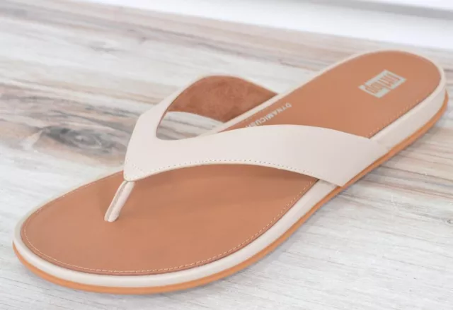 New FitFlop GRACIE Leather Toe Post Flip Flops Thong Sandals Size 8 39 BEIGE