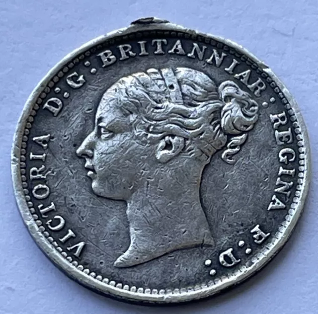 1885 Victoria Young Head 0.925 Silver Three pence 3d Coin