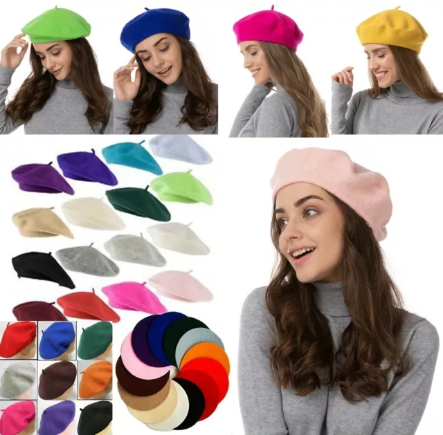 Cappello berretto semplice lana autunno donna | cappelli moda ragazze berretto francese inverno carino