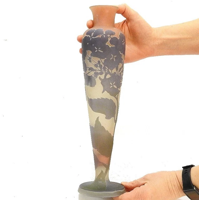 AUTHENTIQUE GRAND VASE GALLE SIGNATURE ETOILE DEBUT XX eme SIECLE daum