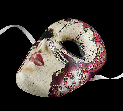 Mask from Venice Volto Face IN Paper Mache Retro Handmade Single 2580 2