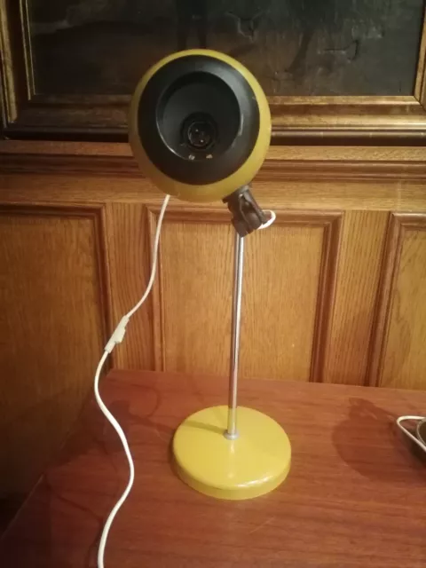 Retro Vintage 1960s Eyeball Yellow Table Desk Lamp