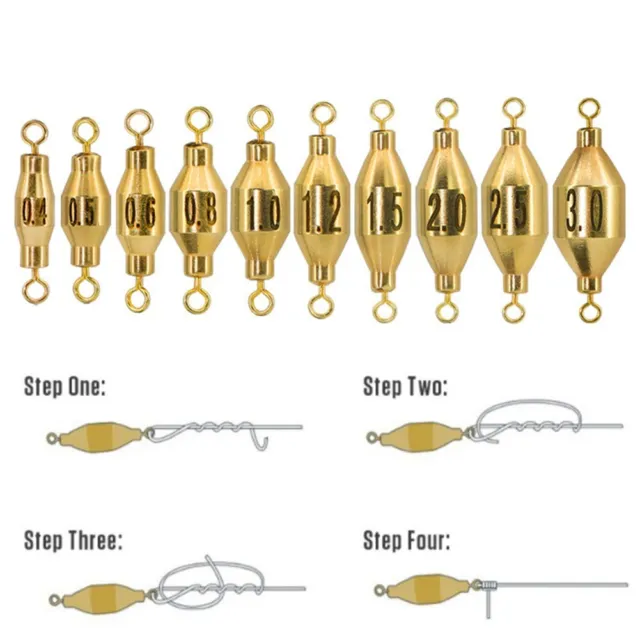 DURABLE AND WELL Made Brass Fishing Weights 10pcs Trolling Sinker