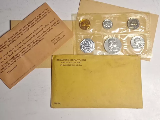 1961-P US MINT Proof Set - Original Cello and Envelope - Treasury Department