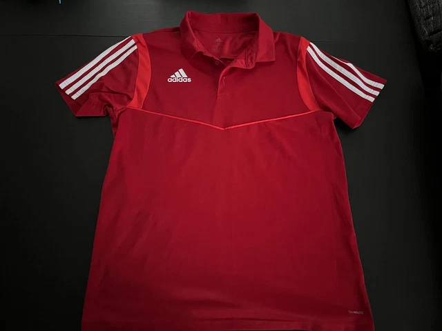 Adidas 3 Streifen Poloshirt rot Climalite, Größe M, guter Zustand!