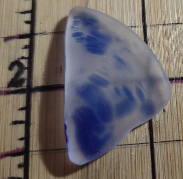 Genuine Beach Sea Glass Surf Tumbled, Nice 2 Toned Cobalt/Clear Pendant Flawless