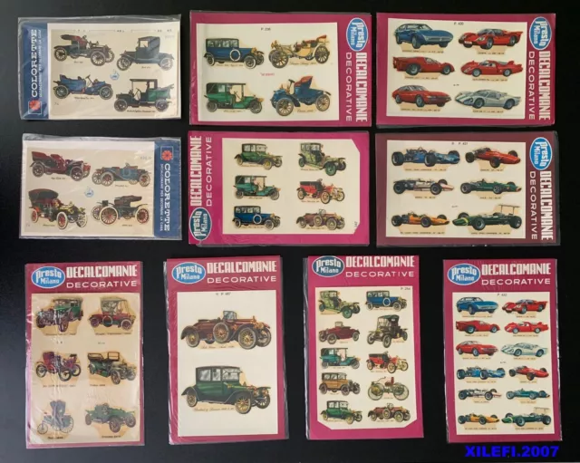 decalcomanie auto d epoca decorative vintage 70/80 presto mi lotto 10 pezzi raro