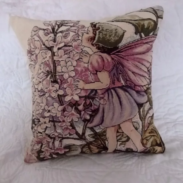 CICELY BARKER whimsical flower fairy tapestry embroidered cushion