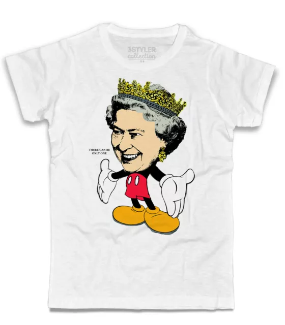 T-shirt uomo Regina Elisabetta Topolino Mickey Mouse Elisabeth Queen Highlander