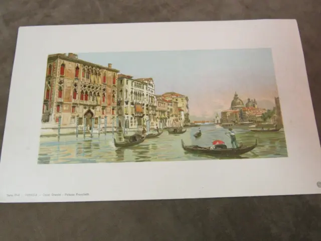 Vintage 1920's Small Venice Italy Print On Paper Canal Scene Image
