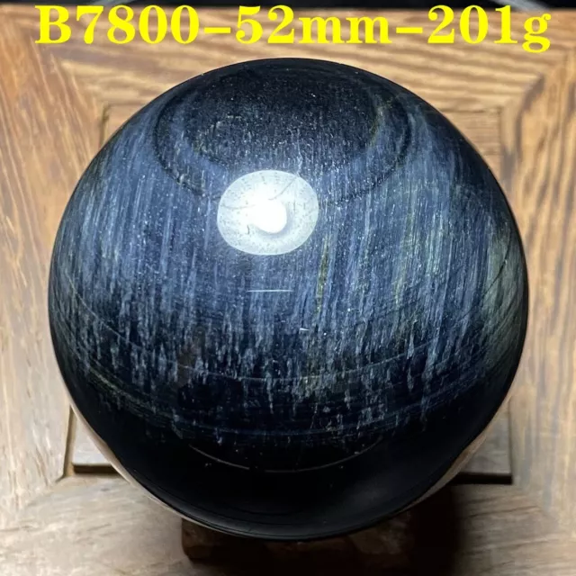 B7800-52mm-201g Natural Blue Tiger eye Crystal Sphere Ball Healling