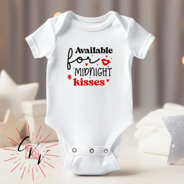 Available for Midnight Kisses New Years Eve Tee or Bodysuit for Babies or Kids