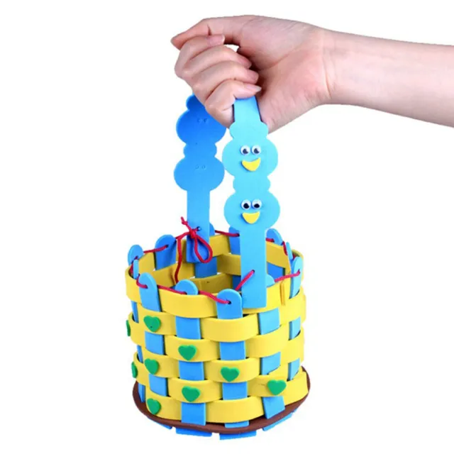 Juego de 4 cestas tejidas hágalo usted mismo paquete de materiales para niños materiales de manualidades para niños