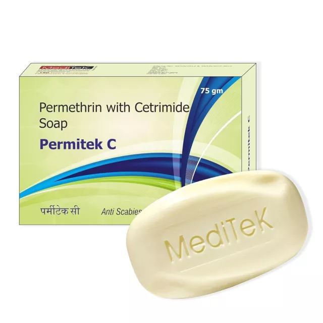 4X Meditek Permitek C Savon médicamenteux anti-gale 75 g 2