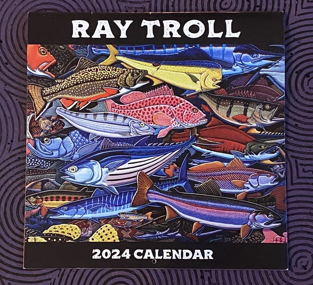 RAY TROLL 2024 Calendar FISH ART from ALASKA. Paper, Wall Hang 8.75 x 9