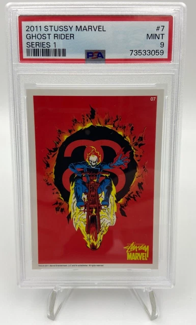 2011 STUSSY MARVEL Series 1 GHOST RIDER #7 Card MCU RARE graded PSA 9 MINT