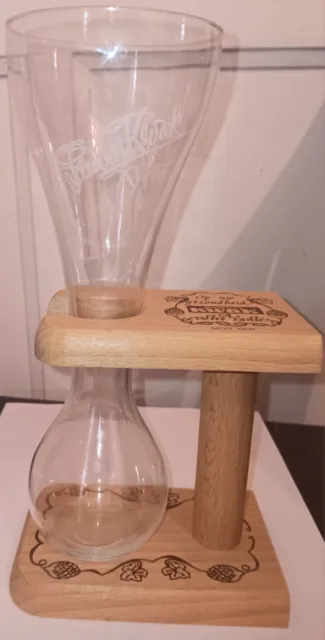 Magnifique Verre Pauwels KWAK, bière belge ,avec son support en bois neuf.