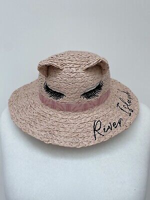 River Island Mini Girls Unicorn Summer Straw Hat Light Pink 1-5 Yrs EU 80-110cm
