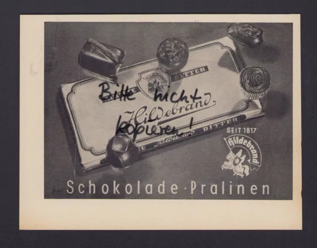 BERLIN, Werbung 1955, Kakao-Schokoladen-Fabrik Hildebrand GmbH