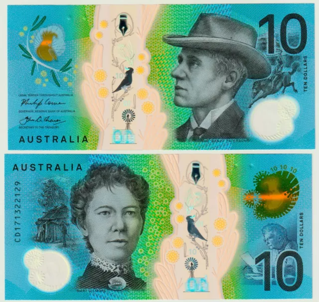 Australia 10 Dollars Polymer  UNC Banknote World Money Currency Bill