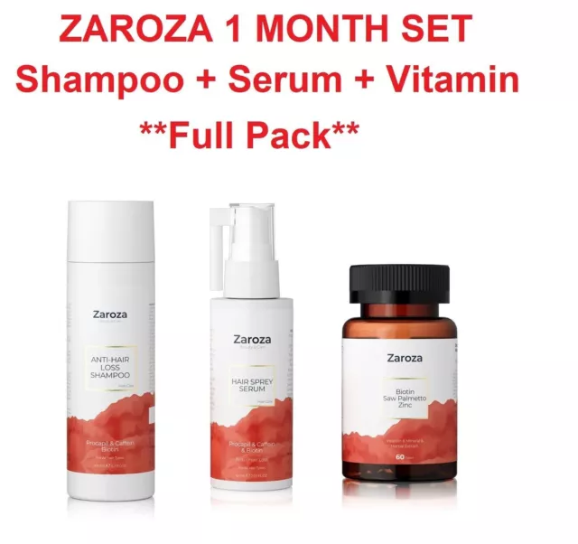 ZAROZA Coffret de Soin Capillaire 1 Mois (Shampooing-Sérum-Vitamine)...