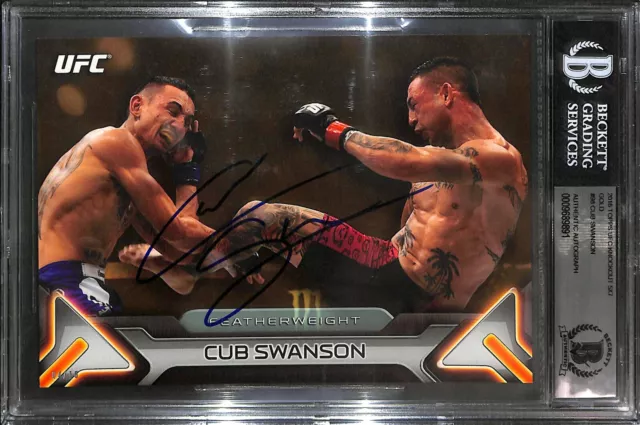 Cub Swanson Signed UFC 2016 Topps Knockout 5x7 Gold Card #98 BAS Beckett COA /10 2